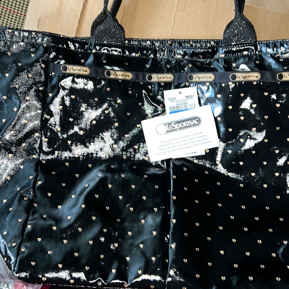 LeSportSac Black Tote With Hearts.